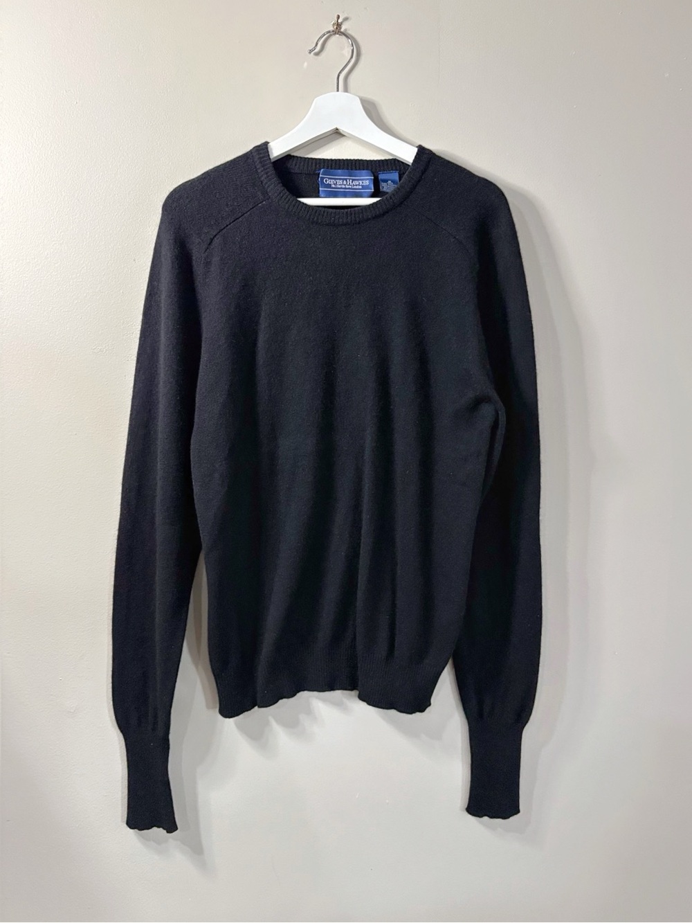 Gieves & Hawkes Cashmere Sweater Men M Black Crewneck Luxury Old Money Classic